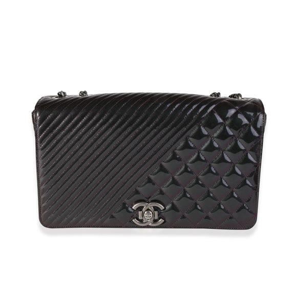 Chanel Metallic Purple Quilted Patent Leather Large Coco Boy Flap Bag - Picture 1 of 8